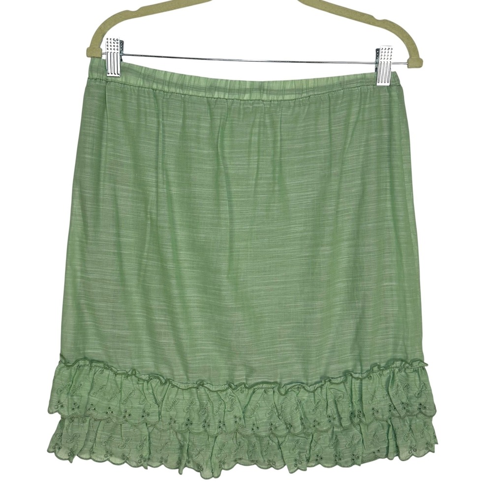 Sophie Max Max Studio Green‎ Eyelet Ruffle Mini Skirt NWT Verde Cotton Sz M - Picture 3 of 8